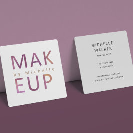 Moderne metallische Typografie Makeup Artist Quadratische Visitenkarte
