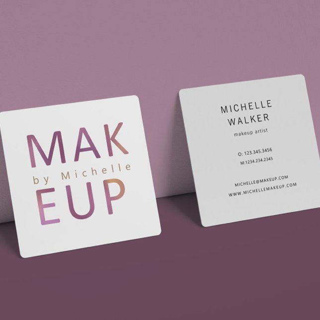 Moderne metallische Typografie Makeup Artist Quadratische Visitenkarte (Von Creator hochgeladen)