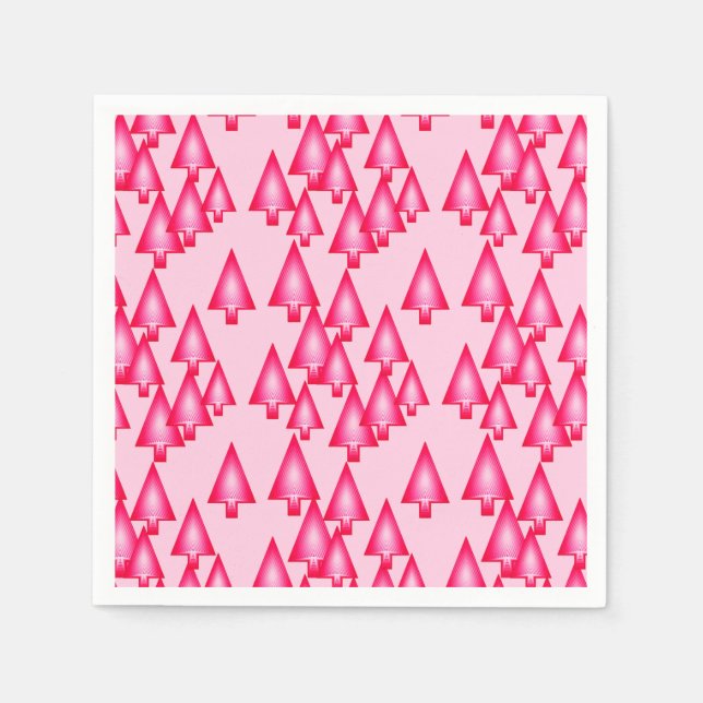 Moderne metallische Weihnachtsbäume - fuchsienrosa Serviette (Vorderseite)