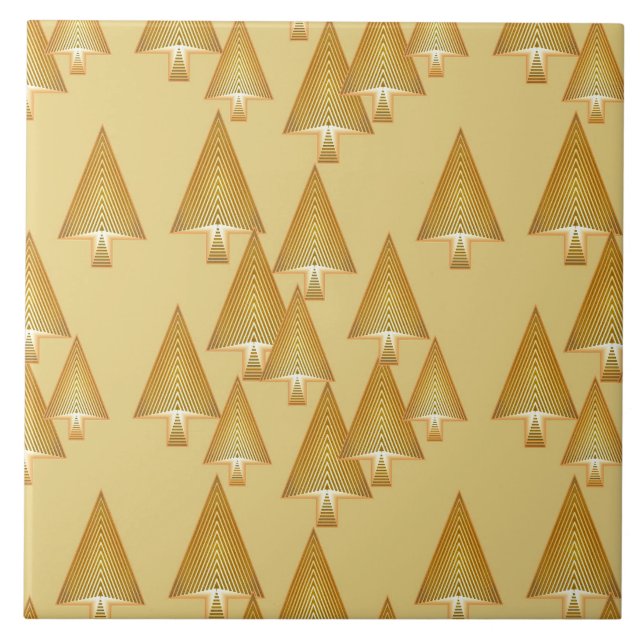 Moderne metallische Weihnachtsbäume - gelbes Gold Fliese (Vorderseite)
