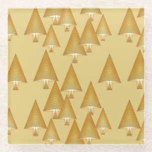 Moderne metallische Weihnachtsbäume - gelbes Gold Glasuntersetzer