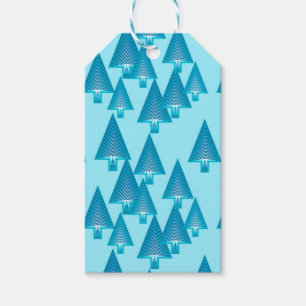 Moderne metallische Weihnachtsbäume - Himmel blau Geschenkanhänger