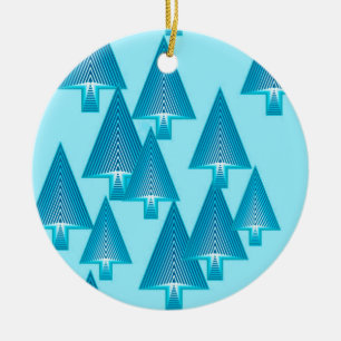 Moderne metallische Weihnachtsbäume - himmelblau Keramik Ornament