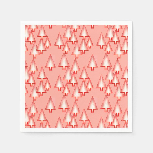 Moderne metallische Weihnachtsbäume - Korallenoran Serviette (Vorderseite)
