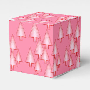 Moderne metallische Weihnachtsbäume - korallenrosa Geschenkschachtel