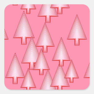 Moderne metallische Weihnachtsbäume - Korallenrosa Quadratischer Aufkleber