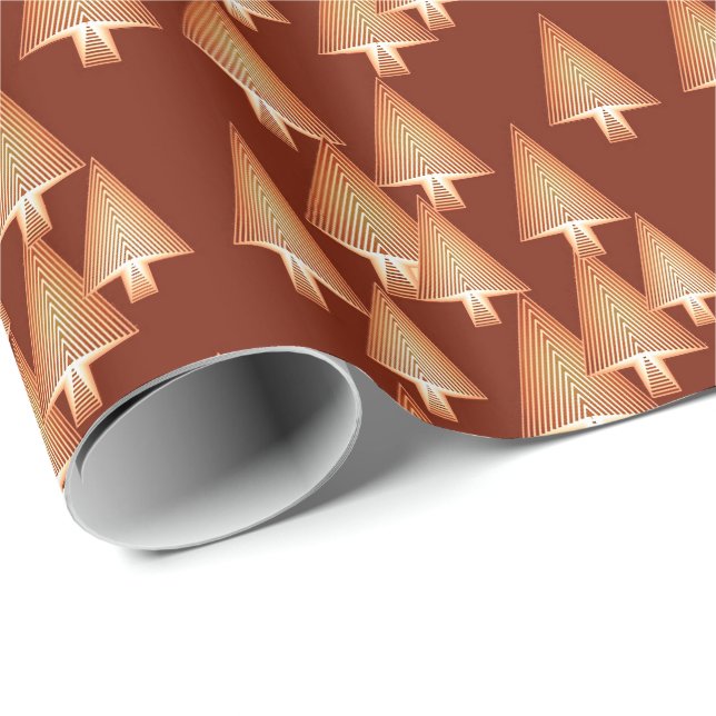Moderne metallische Weihnachtsbäume - Kupfer Geschenkpapier (Rolleneckpunkt)