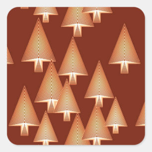 Moderne metallische Weihnachtsbäume - Kupfer Quadratischer Aufkleber