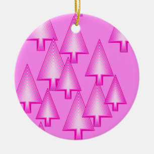 Moderne metallische Weihnachtsbäume - Orchideenros Keramikornament
