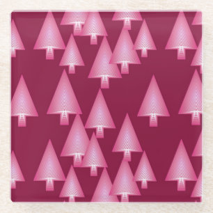 Moderne metallische Weihnachtsbäume - Rosa und Wei Glasuntersetzer