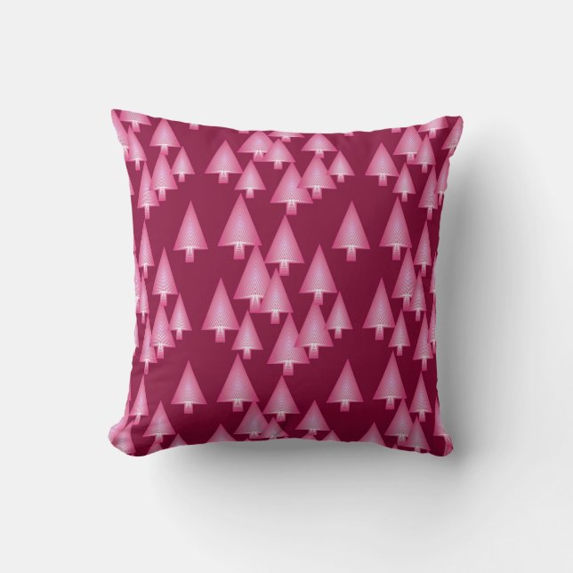 Moderne metallische Weihnachtsbäume - Rosa und Wei Kissen (Vorderseite)