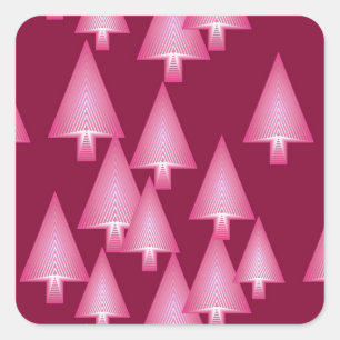 Moderne metallische Weihnachtsbäume - Rosa und Wei Quadratischer Aufkleber