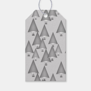 Moderne metallische Weihnachtsbäume - silbergrau Geschenkanhänger