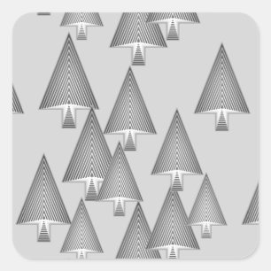 Moderne metallische Weihnachtsbäume - silbergrau Quadratischer Aufkleber