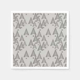 Moderne metallische Weihnachtsbäume - silbergrau Serviette
