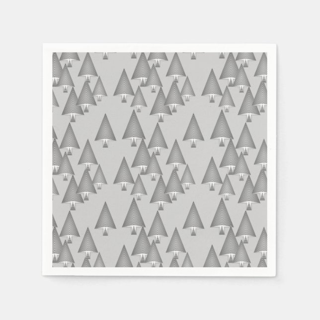 Moderne metallische Weihnachtsbäume - silbergrau Serviette (Vorderseite)