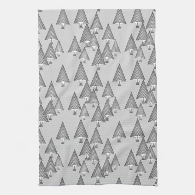 Moderne metallische Weihnachtsbäume - silbernes Küchentuch (Vertikal)