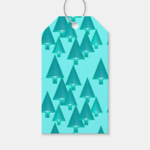 Moderne metallische Weihnachtsbäume - Türkis Geschenkanhänger