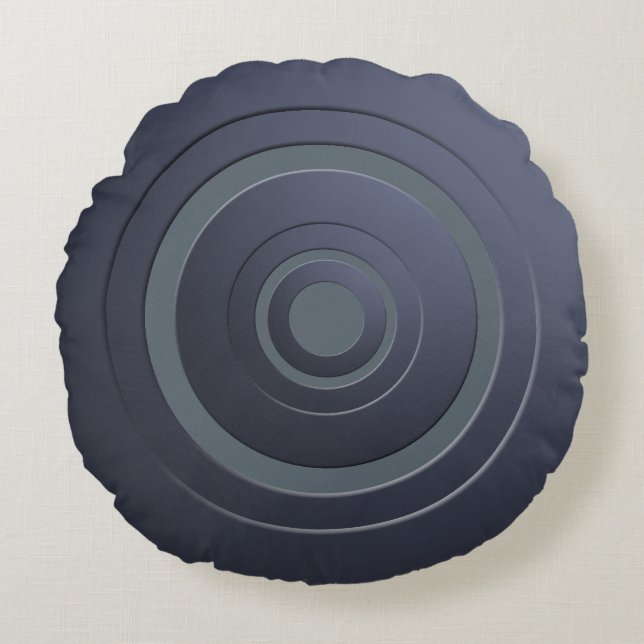 Moderne Metallkreise Blau mit jeder Farbe Rundes Kissen (Vorderseite)