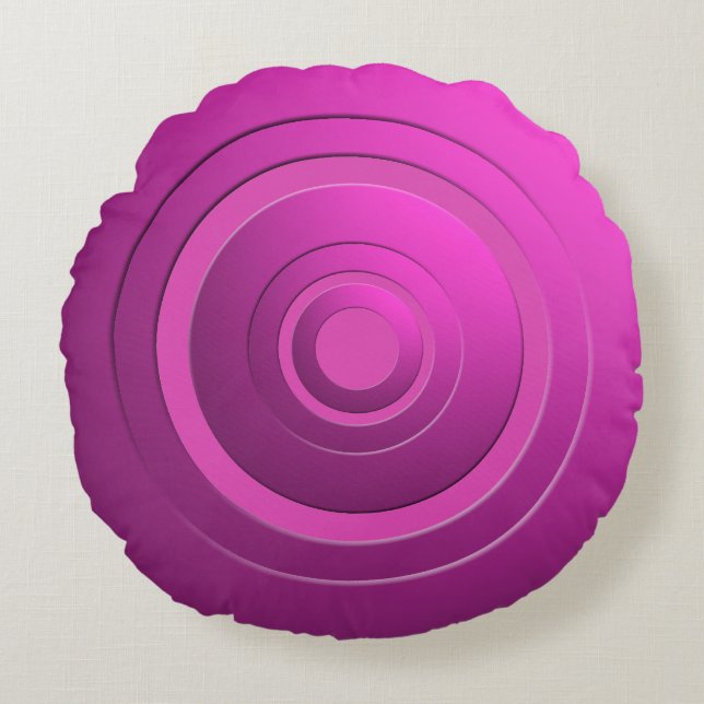 Moderne Metallkreise rosa mit jeder Farbe Rundes Kissen (Vorderseite)