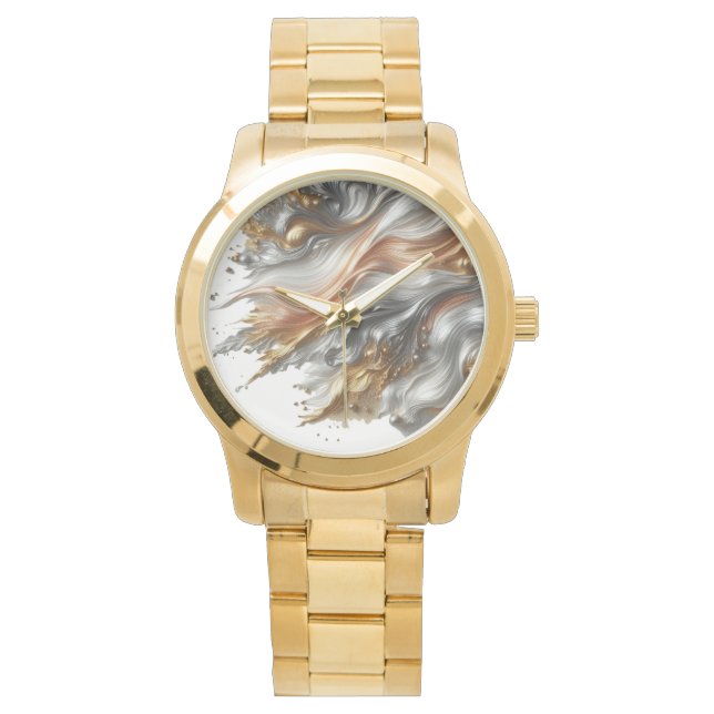 Moderne Metalllegierungen Kupfer, Gold, Silber Armbanduhr (Vorderseite)
