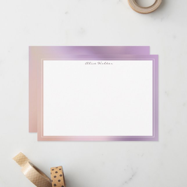 Moderne Metallmuster Rosa und Gold Mitteilungskarte (Vorderseite/Rückseite Beispiel)