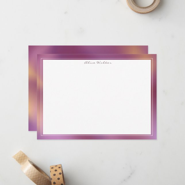 Moderne Metallmuster Rosa und Gold Mitteilungskarte (Vorderseite/Rückseite Beispiel)