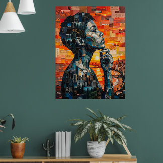 Moderne Metropolitane Seele Mixed Media Porträt Poster