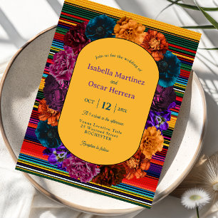 Moderne mexikanische Blumen Gelbe Hochzeitseinladu Einladung