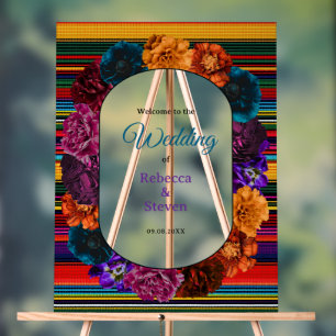 Moderne mexikanische Blumen Hochzeit Willkommen Acrylschild