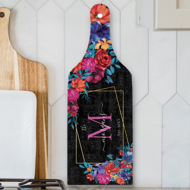 Moderne mexikanische Fiesta floral Black etabliert Schneidebrett (Von Creator hochgeladen)