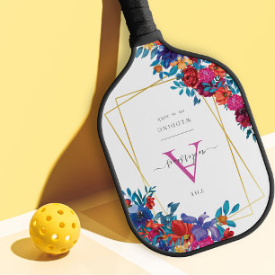 Moderne mexikanische Fiesta Floral Wedding Pickleball Schläger