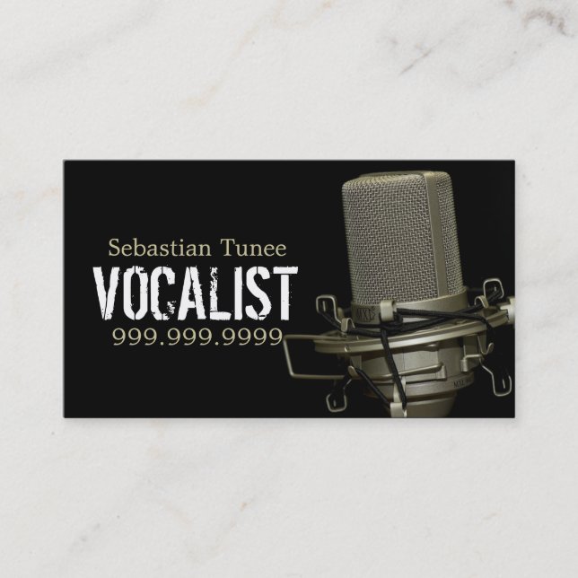 Moderne Mic Singer Business Card Visitenkarte (Vorderseite)