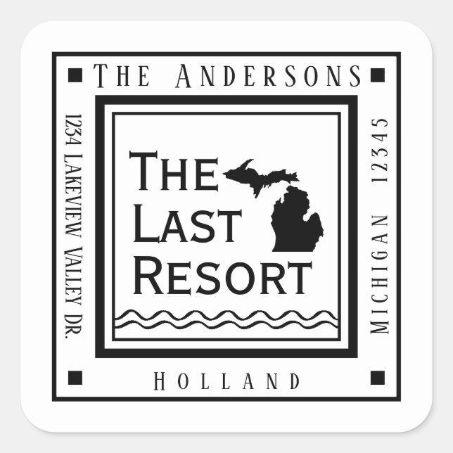 Moderne Michigan-Rücksendeadresse Quadratischer Aufkleber (Vorderseite)