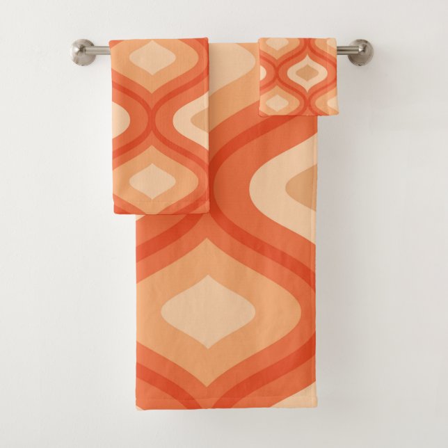 Moderne milieu de siècle ogee orange et beige    (En situation)