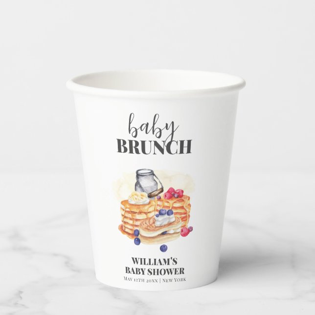 Moderne Milk Berry Pancake Brunch Babydusche Pappbecher (Vorderseite)