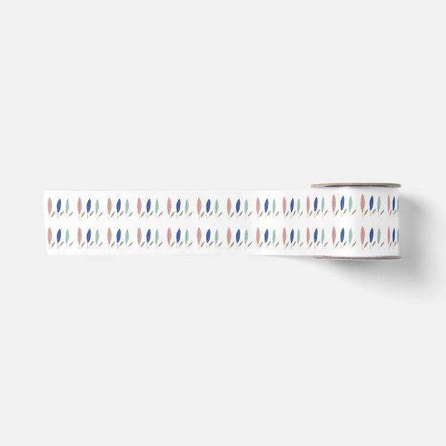 Moderne miminalistische Blätter Ribbon Satinband (Vorderseite)
