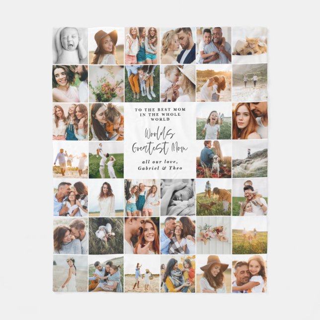 Moderne Mindest-Multi-Foto-Script-Fleece Fleecedecke (Vorderseite)