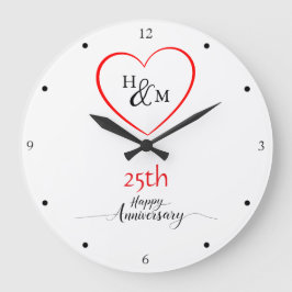 Moderne Minimal 25. Hochzeitstag Geschenkideen Große Wanduhr