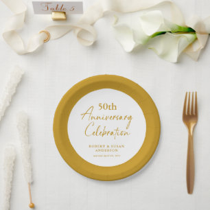 Moderne Minimal 50. Hochzeitstag Pappteller