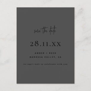 Moderne Minimal Alle Schwarz Save the Date einfach Ankündigungspostkarte