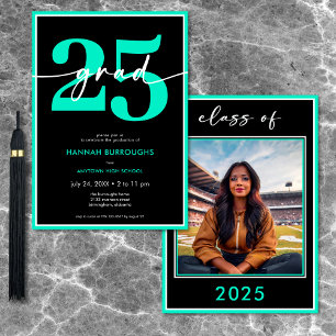 Moderne Minimal Aqua Script Graduation Party Einladung