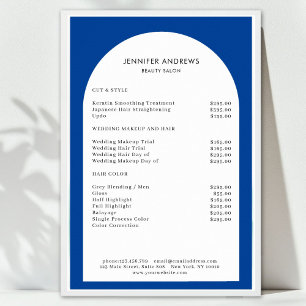 Moderne Minimal Arch Blue Salon Preisliste Poster