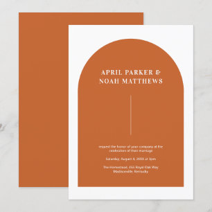 Moderne Minimal Arch Shape Typografie Burnt Orange Einladung