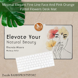 Moderne Minimal Art Line Blume Beauty Logo Schreibtischunterlage
