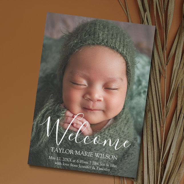 Moderne Minimal Baby Foto Geburtsankündigung Ankündigung (Von Creator hochgeladen)