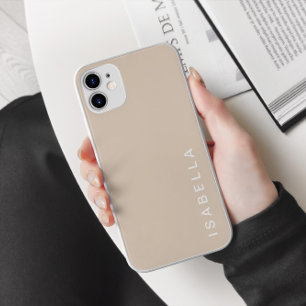 Moderne Minimal Beige Personalisierter Name Case-Mate iPhone Hülle
