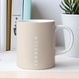 Moderne Minimal Beige Personalisierter Name Kaffeetasse