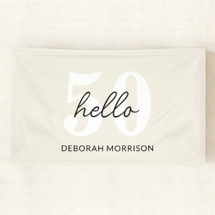 Moderne Minimal Beige Typografie 50. Geburtstag Banner