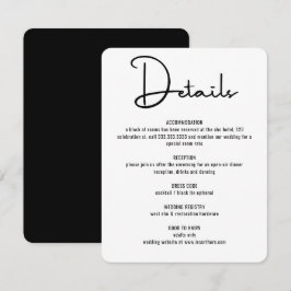 Moderne Minimal Black Calligraphy Script Wedding Begleitkarte